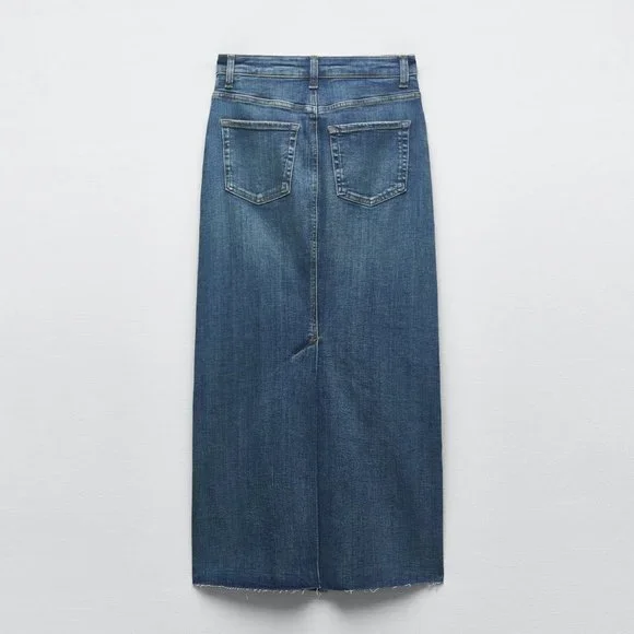 Zara Stretch Denim Pencil Skirt - Picture 9 of 13